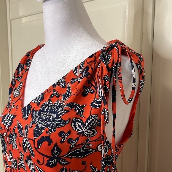 NORDSTROM Signature Women’s Silk Red Paprika Indio Floral Dress Size 8 - Picture 5 of 9
